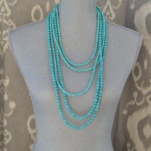 Long Multi Strand Turquoise Beaded Necklace